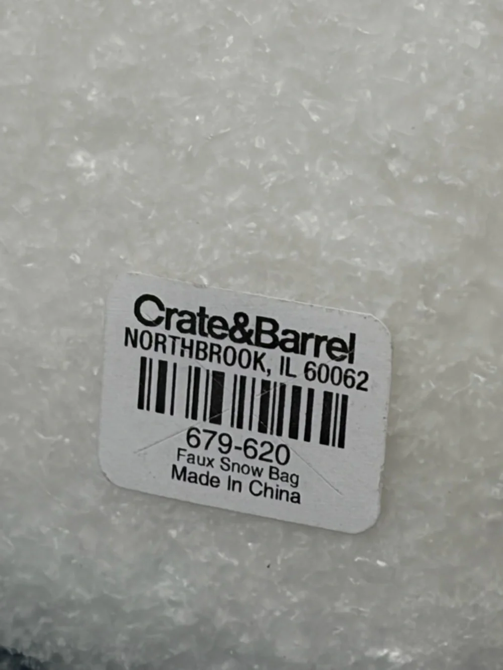 Crate & Barrel Faux Snow - 2 x 2oz packages sealed